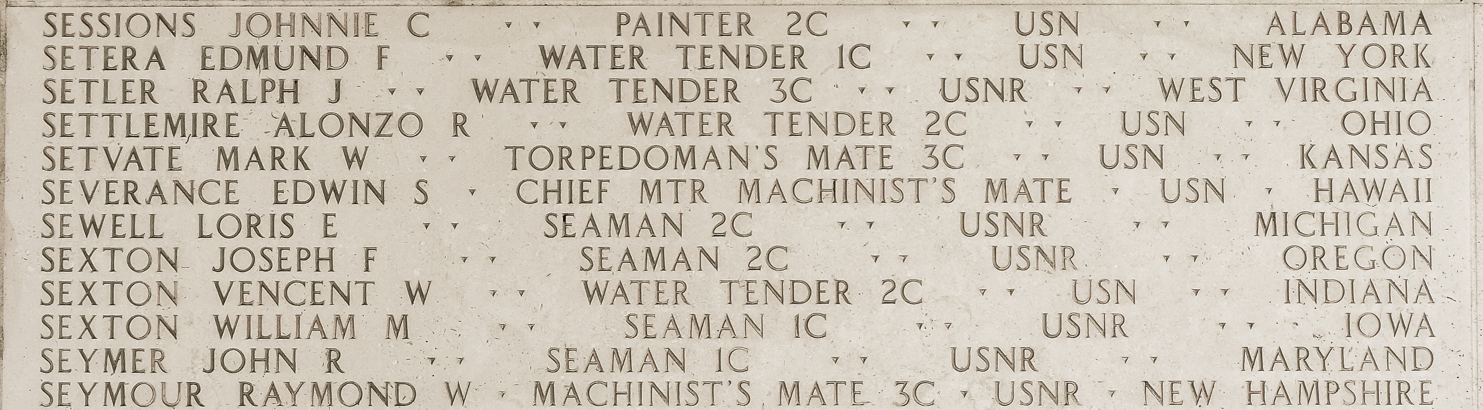 Alonzo R. Settlemire, Water Tender Second Class